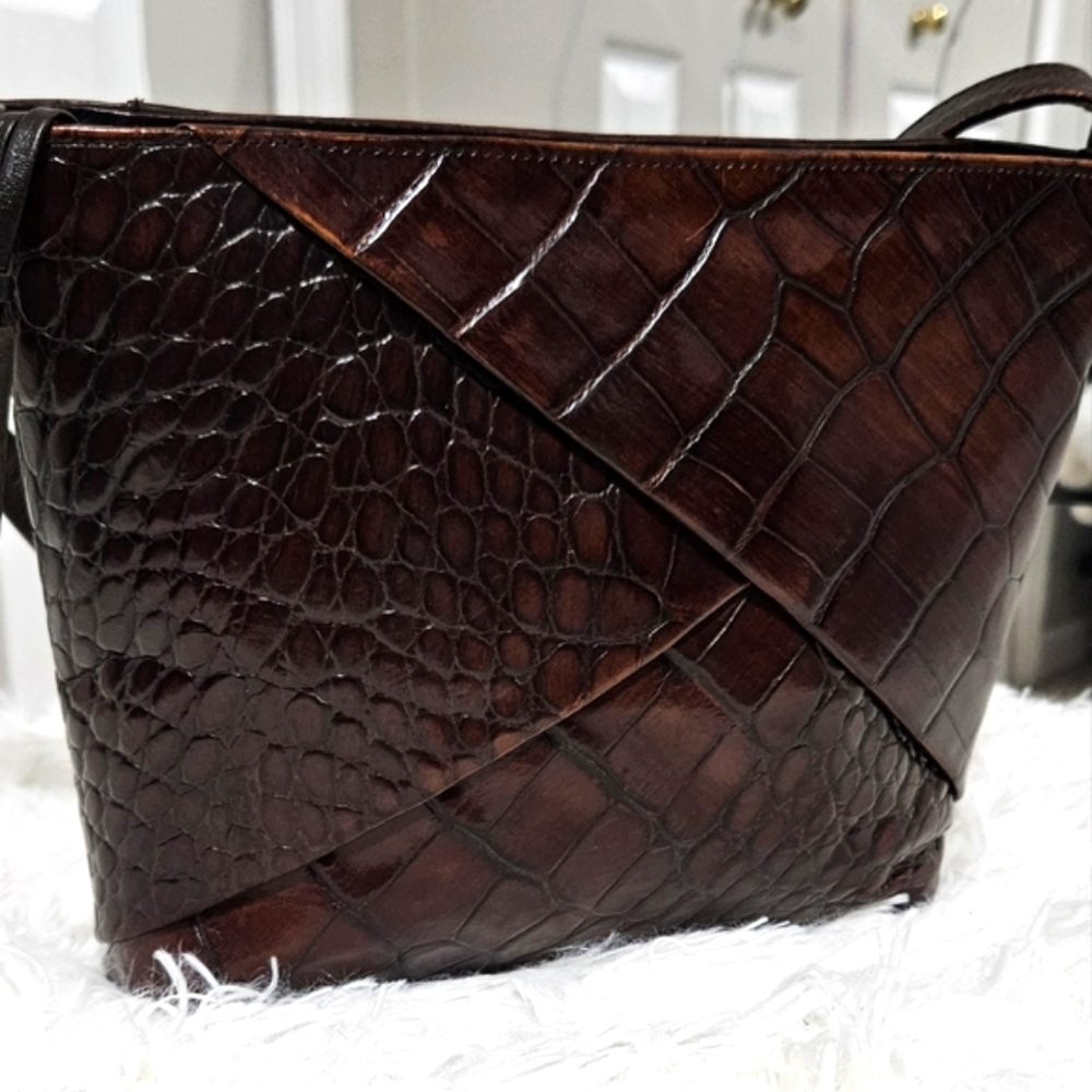 SHARIF Crocodile Leather Crossbody Bag - Picture 3 of 13